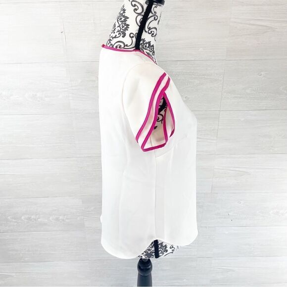 Amanda Uprichard Morris Flutter Striped  Sleeve Keyhole Top - Picture 5 of 8